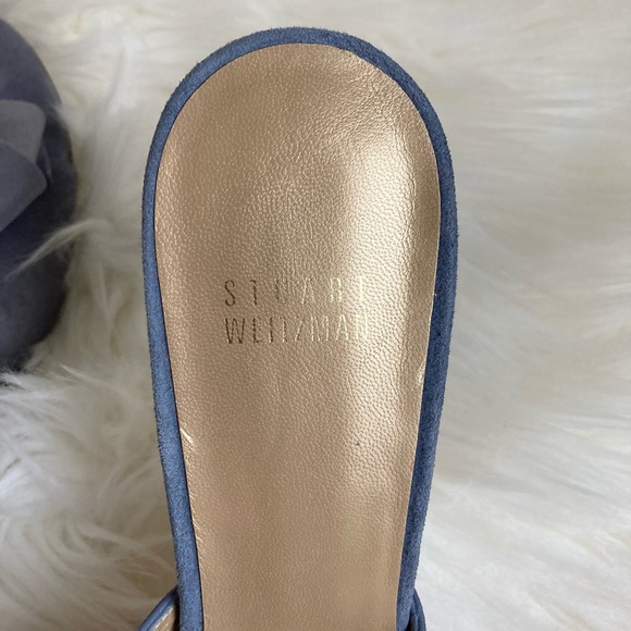 NEW Stuart Weitzman Bow Mule Stilettos Suede Periwinkle - Picture 4 of 9